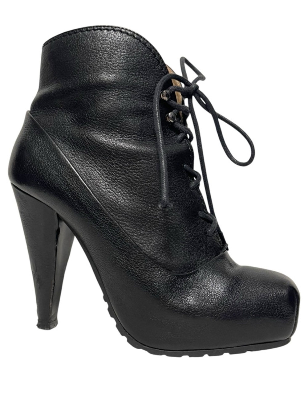 PROENZA SCHOULER Black Lace-Up Platform Ankle Boots 37